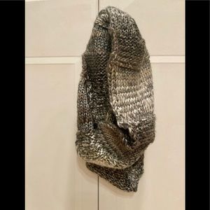 Knit Gray and White Gradient Infinity Scarf